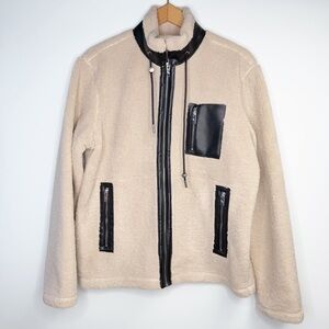 Stone Falcon Beige and Black High‎ Pile Fleece Jacket NWT Size Small